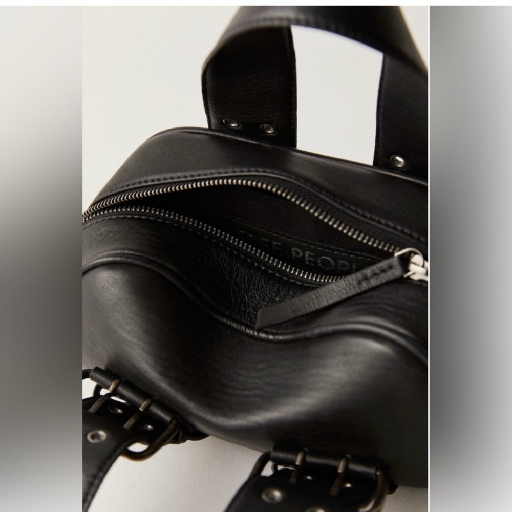 New Free People Say Yes Leather Handbag- Black - Picture 6 of 7